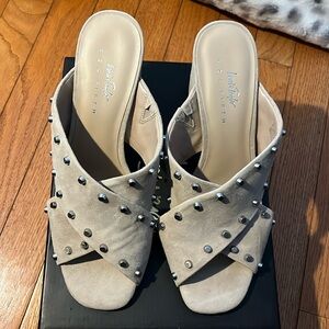 Lord & Taylor Jade 1 Suede Mule Shoe  with Silver Studs Size 8.5